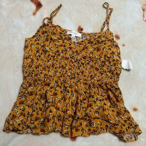 Yellow Floral blouse/ tank top